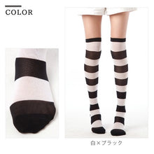將圖片載入圖庫檢視器 日本製造厚邊間條長襪
