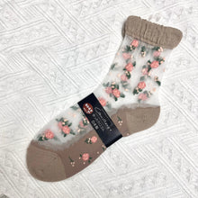 Load image into gallery viewer Cashmere-blend rose socks made in Japan