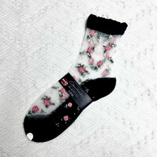 Load image into gallery viewer Cashmere-blend rose socks made in Japan